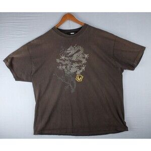 Vintage Redsand Dragon T Shirt Men XXL Brown Short Sleeve Made USA Raver *Read*